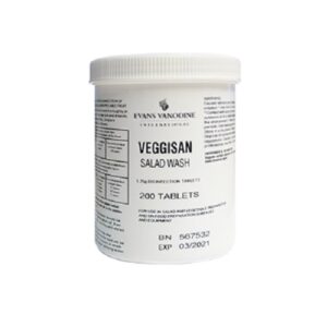 Evans Vanodine VEGGISAN Effervescent chlorine Tablets 200 tabs per tub