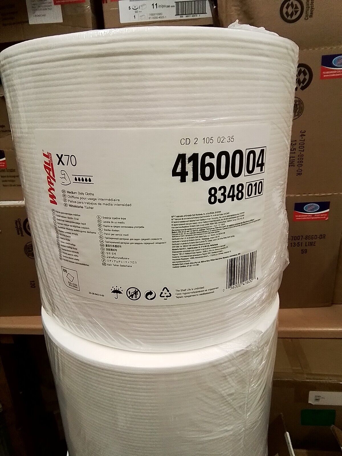 WypAll X70 medium duty cloths from Kimberley Clark 870 sheets.