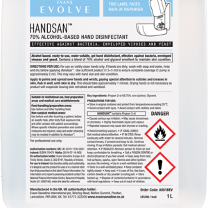 Evans Vanodine evolve HANDSAN cartridges 6 x 1 Ltr