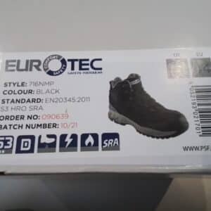 Eurotec safety boots size 10 in Black/Grey