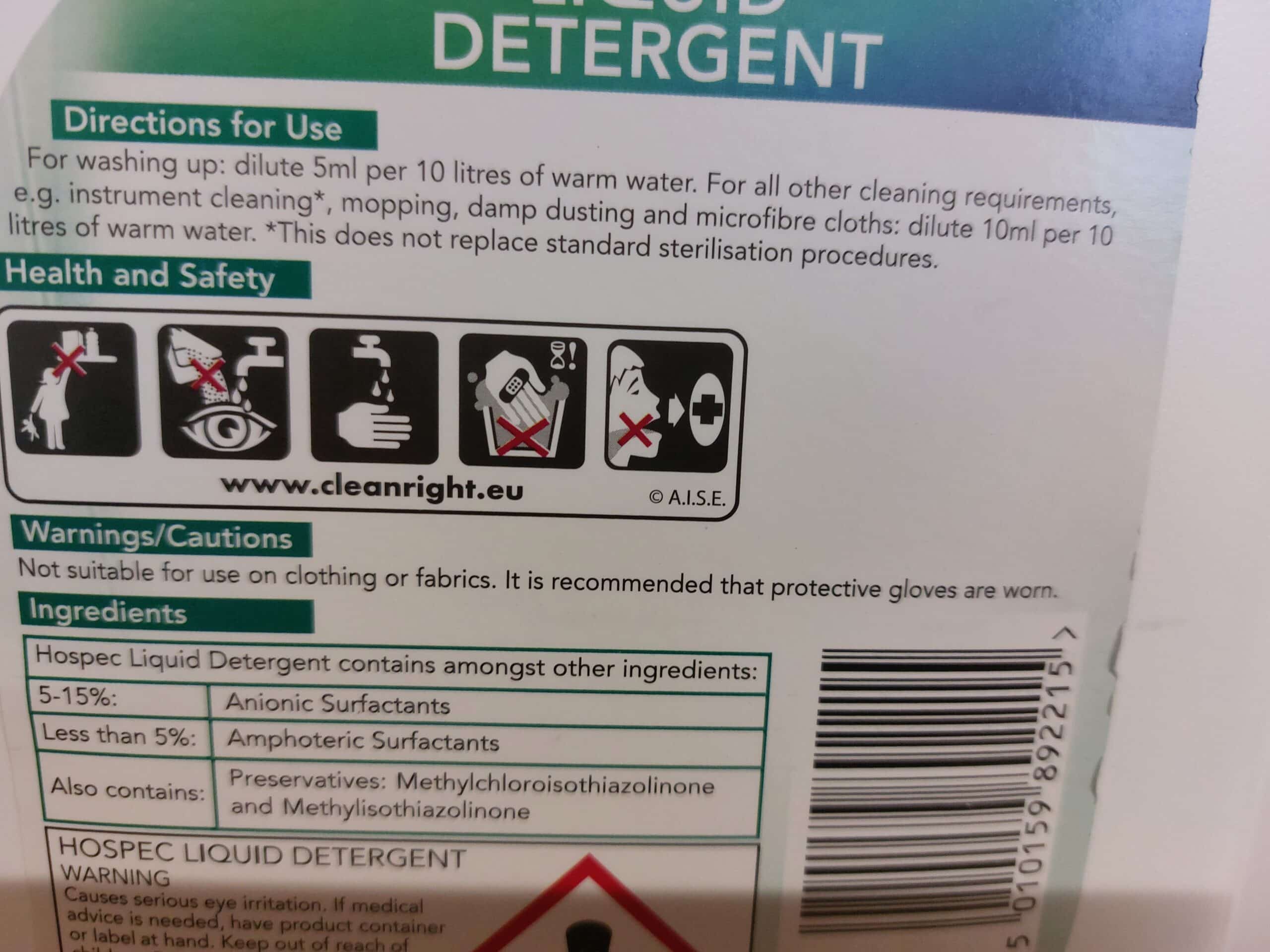Hospec Liquid Detergent - 5 Litre Box of 2 - Image 2