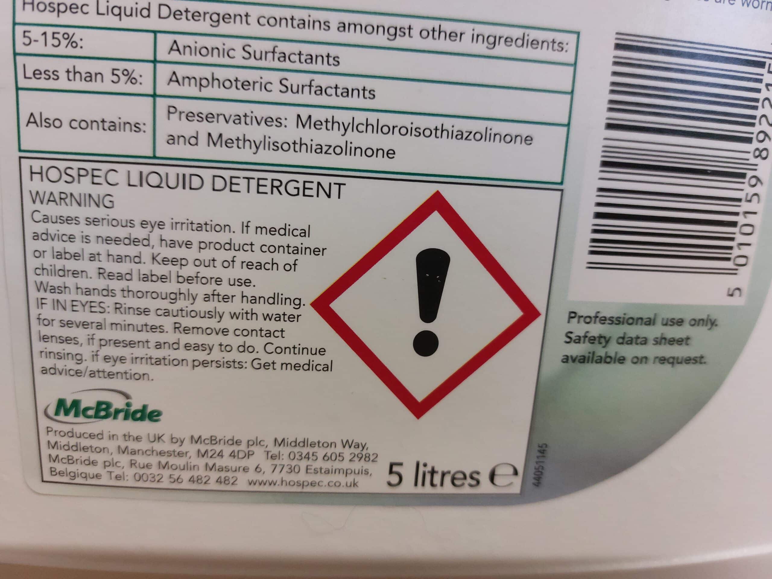 Hospec Liquid Detergent - 5 Litre Box of 2 - Image 3
