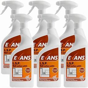 Evans Vanodine Liquid Spray Polish 750 ml bottle box of 6