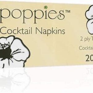 Poppies 2 ply Cocktail Napkins White 23x23cm box of 4000
