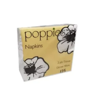 Poppies 2ply Grey Dinner Napkins box of 2000 40x40cm