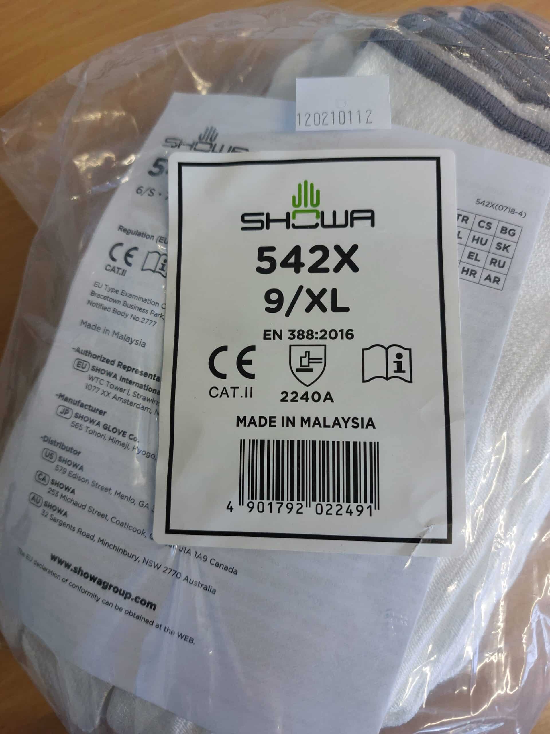 Showa 542X Cut Resistant Gloves, White, Size 9 XL pack of 10 pairs - Image 2